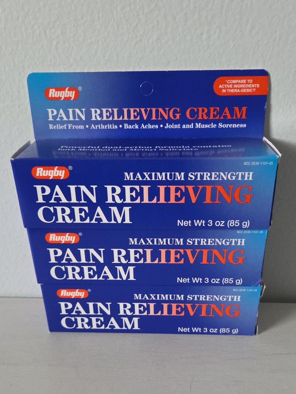 NEW Lot Of 3 Rugby Maximum Strength Pain Relieving Cream 3 Oz Each